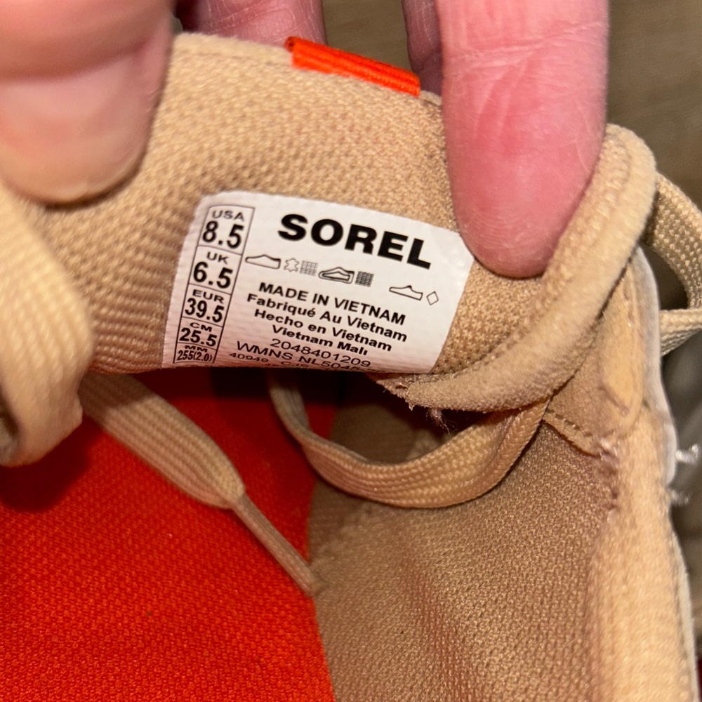 Sorel Women's Beige and Orange Accent Sneakers - Picture 8 of 9